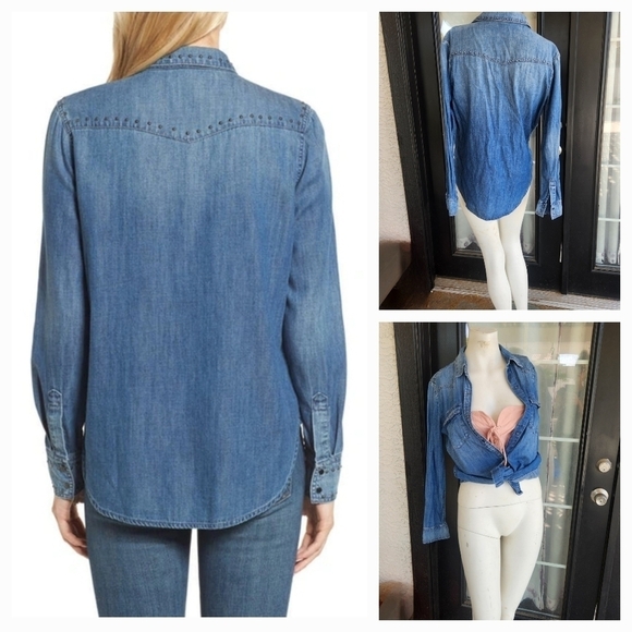 AG DEANNA DENIM STUDDED SHIRT - Picture 2 of 2